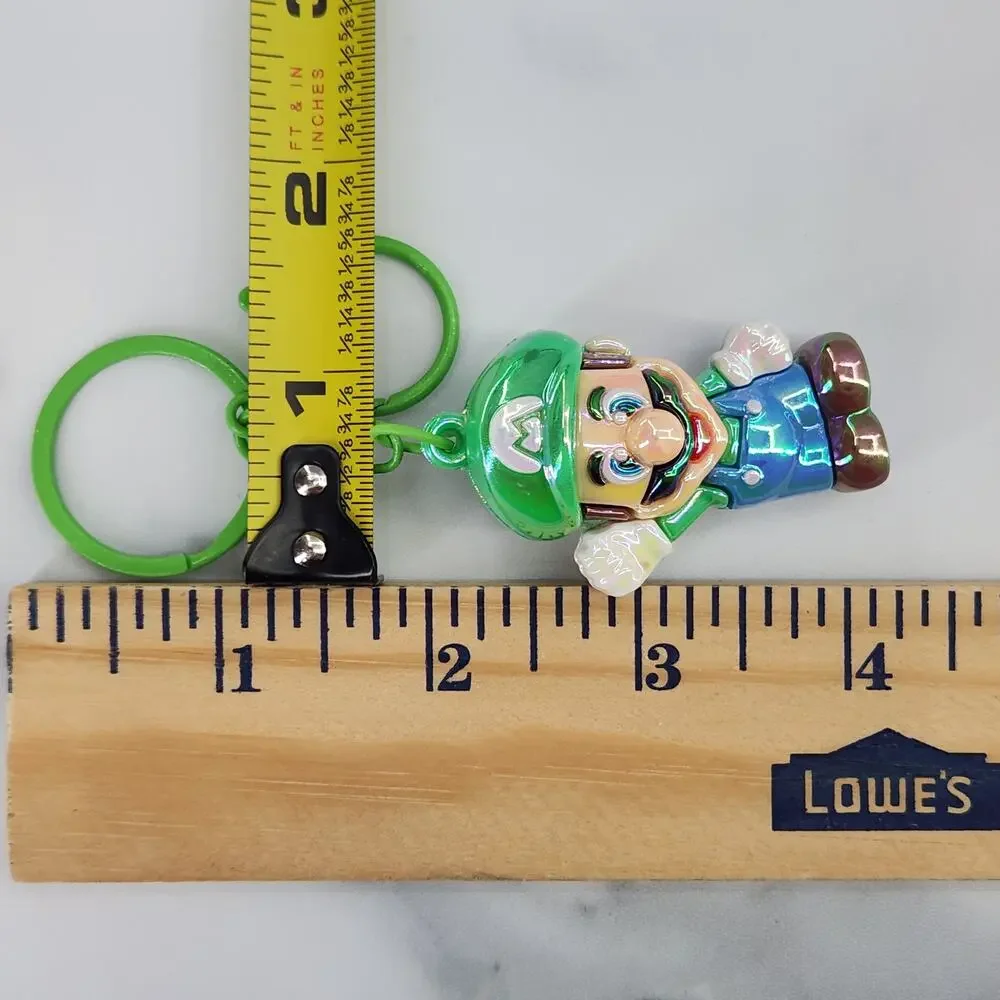 *NEW* Mario! Super Mario 3D Figure Keychain Bag Charm Iridescent Green & Blue